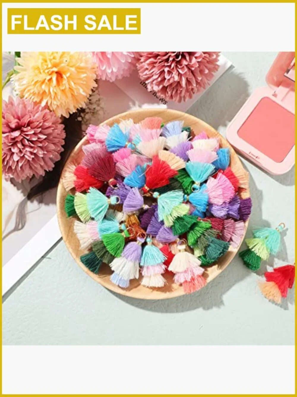 100Pcs Tri-Layered Keychain Tassels Mini Tassel Craft Jewelry Making Earring